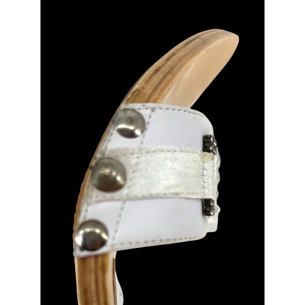 White Nasma Womens Rhinestone Studded Heeled Sandals Size 9.5 - Picture 11 of 13